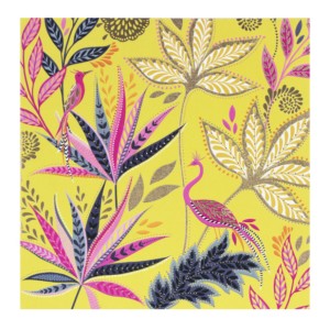 Поздравителна картичка - Птици и цветя